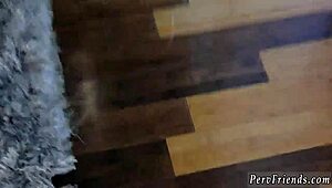 Teen nerd enjoys first time webcam fun in glasses during summertime party