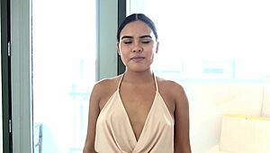 i watch gabby martinez, cute latina, suck huge cock in pov blowjob and swallow huge load cum - wow a