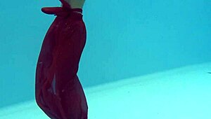 tiny skinny pornstar hermione ganger swims in the pool