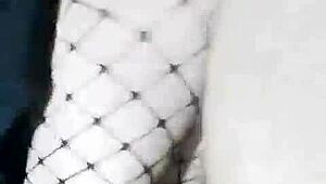 Slender Russian Girlfriend in Stockings Fucked Standing with Big Cock in Tight Pussy and Cum Inside