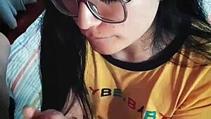 argentinian babe receives hot cum facial after blowjob