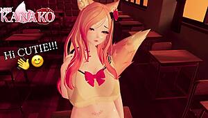 Catgirl teases you with her big natural tits before sucking your cock dry