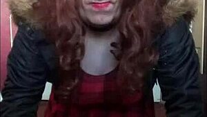 Bisexual crossdresser explores self with object insertion and cleaning