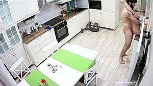 redhead chick gets banged hard on dinner table