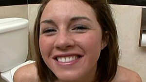 German Ass Gets Blowjob In Office Toilet, Ends With Facial Cumshot