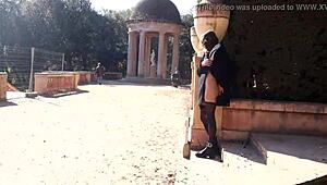 outdoors stripping naked in barcelona's public park