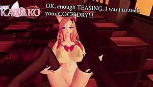 Catgirl teases you with her big natural tits before sucking your cock dry