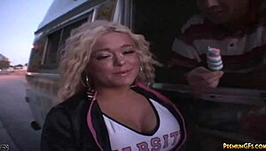 Watch Busty Crista Lick That Popsicle And Get Fucked Hard In The Van!