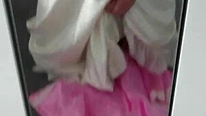 this satin nightgown gets covered in cum