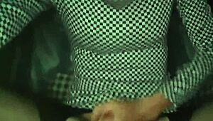 crossdresser in pantyhose cums hard from handjob!