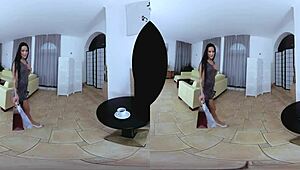 Czech brunette girlfriend rides hard in lingerie for POV creampie