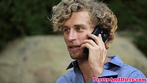 Busty femdom rides her bound sub