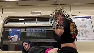 Wild public sex unfolds in a subway train car