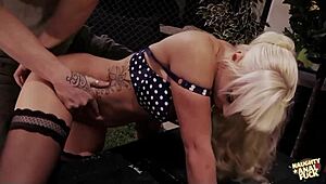 i'm a kinky blonde in stockings and bra having orgasms from ass fucking