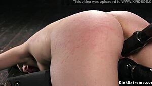 hot ass brunette pussy fucked in bondage device?