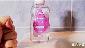 Busty BBW Wife Oils Up Her Huge Tits