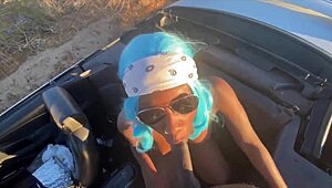 Ebony thot takes huge black cock in car!