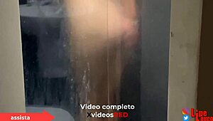 hey, spying on a hot babe showering... guess what happened next?