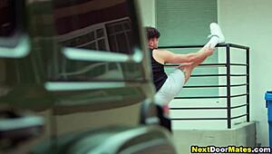 Muscular gay neighbors dive into raw bareback anal