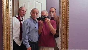 i'm nerdy glasses frannkie getting a facial from the gang's tag team orgy