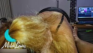 Pov blowjob in sexy black lingerie, so hot!