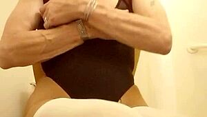 What makes this mature shemale slut masturbate her big cock like that?