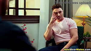 Muscular gay neighbors dive into raw bareback anal