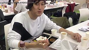 Gay guy eats meat in casual encounter