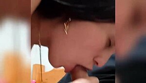 Horny Latina teen sucks stepbrother's cock in car when parents leave