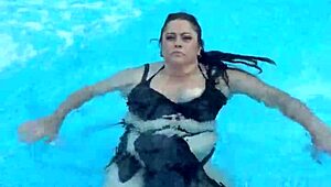 I splashed around in the pool with big natural tits bouncing everywhere