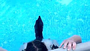 I splashed around in the pool with big natural tits bouncing everywhere