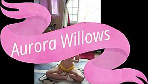 aurora willows stretching sexy in tight yoga shorts