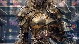 ai generated anime knight in cosplay at church