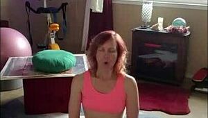 aurora willows stretching sexy in tight yoga shorts