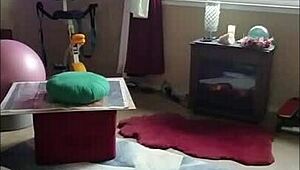 aurora willows stretching sexy in tight yoga shorts