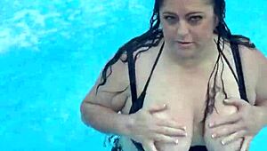 I splashed around in the pool with big natural tits bouncing everywhere
