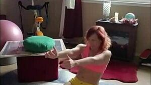 aurora willows stretching sexy in tight yoga shorts