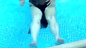 I splashed around in the pool with big natural tits bouncing everywhere