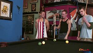 Dallas Reeves, Rod Lee, and Hunter Cole share intense emotions in a passionate pool table orgy.