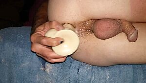 Monster dildo creampie 😈. Horny twink action