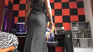 look at my sexy stockings, i'm masturbating with dildo, sucking like blowjob, feeling fetishy