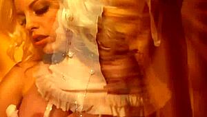 Watch this sexy blonde tease her pussy in retro solo.