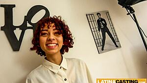 curly redhead latina thrilled for first anal casting