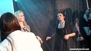 at the wet party, lesbians are fingering and masturbating in a hardcore gangbang