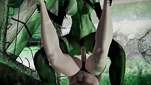 Intense Cum Inside Witch Gruntilda On Halloween Night