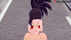 Momo Yaoyorozu Blowjob And Titjob In Streets Pov