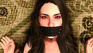 Indian Camilla bound in Skyrim bondage for assfucking and anal sex