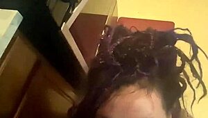 Tatted dreadhead babe fucked to orgasm in knee highs with dirty talk