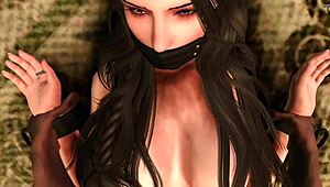 Indian Camilla bound in Skyrim bondage for assfucking and anal sex