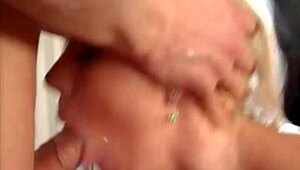 Hot gangbang with blondes turns wild with sucking and hardcore banging
